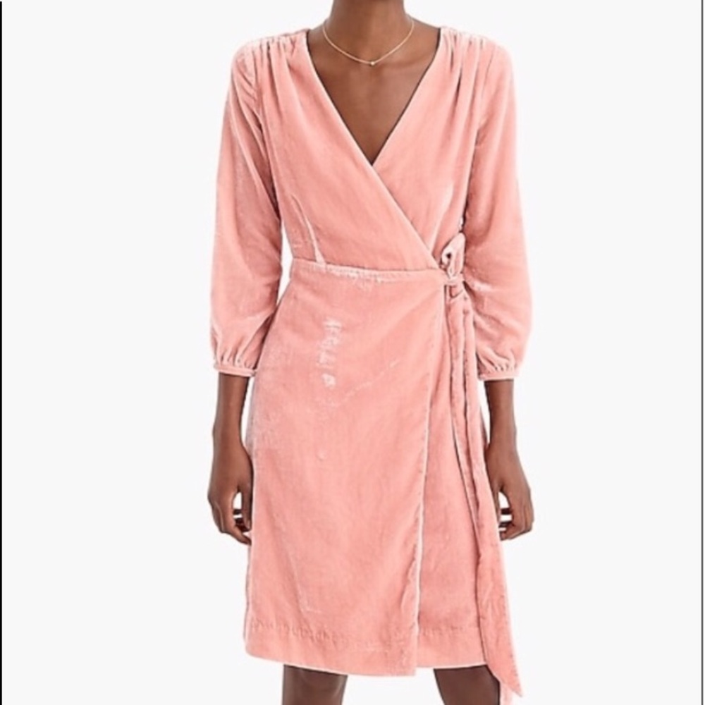 J Crew Velvet Pink Wrap Midi Dress Size 10